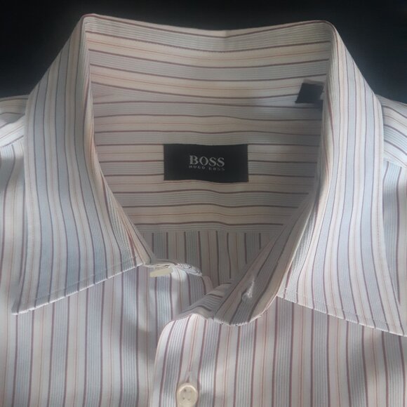 Boss Hugo Boss French Cuff SZ 16 100% Cotton Men's Striped Button Up Shirt - Picture 1 of 16